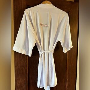 Birds Grey Bride Robe. Silk like material